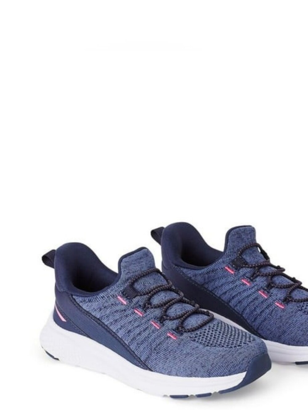 Girl Navy Knit Athletic Sneakers with Pink Accents Sz13